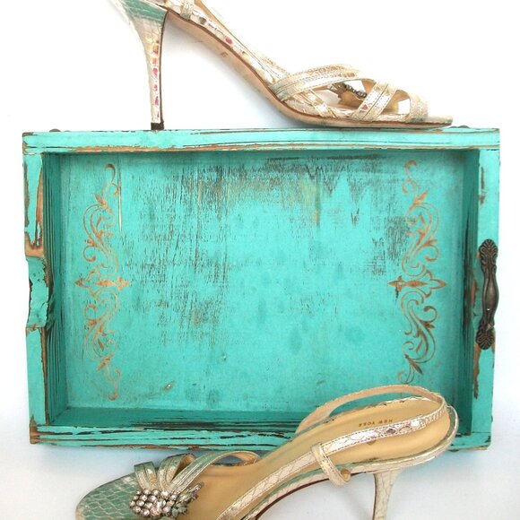 Kate Spade NY Gold Leather Strappy High Heel Good Fortune Sandals 9.5M - Picture 3 of 10